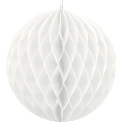 PartyDeco Хартиена топка бяла 10 см