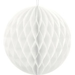 PartyDeco Хартиена топка бяла 10 см