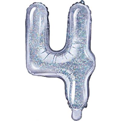 Balónek fóliový číslo "4" holografický 35 cm