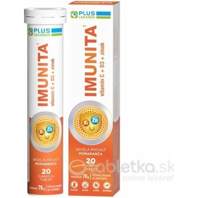 Plus Lekáreň Imunita vitamín C+D+zinok pomaranč 20 šumivých tabliet