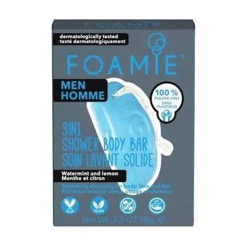 Foamie 3in1 Shower Body Bar For Men Seas The Day tuhá péče 3v1 s aktivním uhlím 90 g
