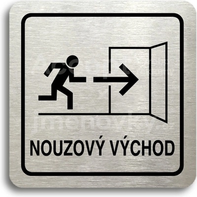 ACCEPT Piktogram nouzový východ IV - stříbrná tabulka - černý tisk