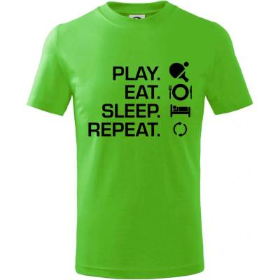Stolný tenis eat sleep tričko detské Apple Green