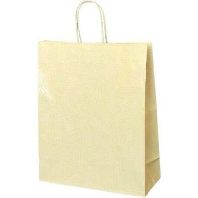Béžová luxusní papírová taška 320x130x390 mm s krouceným uchem s lesklým efektem
