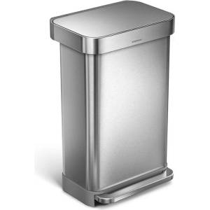 simplehuman - Кошче за отпадъци 45 л, с джоб за торбички, от матирана неръждаема стомана CW2024 (CW2024)