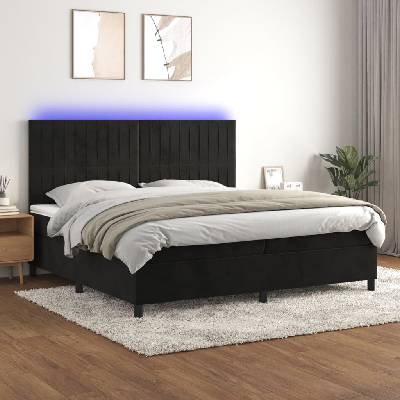 Petrashop 3136265 boxspring postel s matrací a LED černá samet