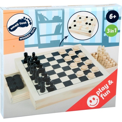 Small Foot Drevené kompaktné šachy 3v1