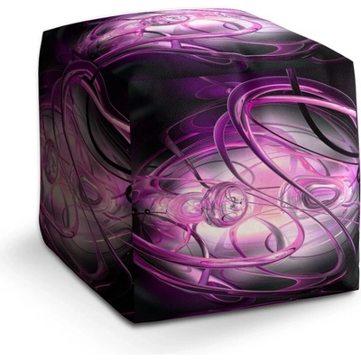 Sablio Taburet Cube Fialová abstrakce: 40x40x40 cm