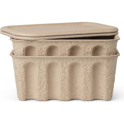 ferm LIVING Úložný box s vekom Paper Pulp Small - set 2 ks