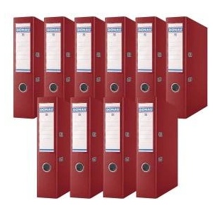 DONAU Premium Wide Folder Pack of 10/DIN A4/7.5 cm/10 Pieces/Wine Red/Plastic Cover PP/Carton Paper Slot Folder Office Folder File Ring Binder/Green Dot - 3975001PL-05