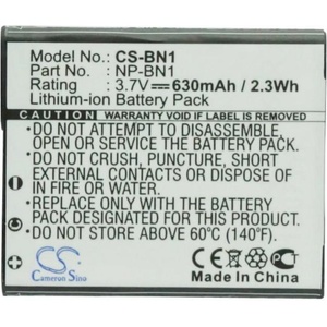Cameron sino - Съвместим с SONY NP BN1 LiIon, 630 mAh, 3.7 V; CS-BN1 (CS-BN1)