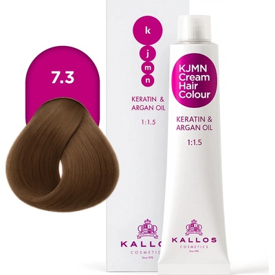 Kallos KJMN s keratinem a arganovým olejem 7.3 Medium Golden Blond Cream Hair Colour 1:1.5 100 ml