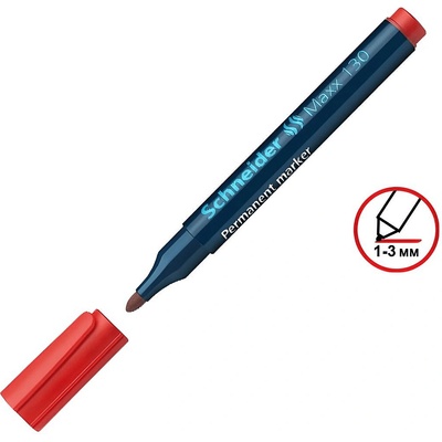 Schneider Маркер перманентен Schneider Maxx 130, Объл връх, 3 мм, Червен