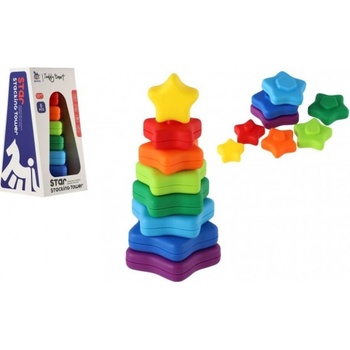 Teddies Věž/Pyramida hvězda barevná stohovací skládačka 8 ks