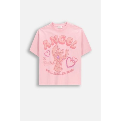 COCCODRILLO Tričko s krátkým rukávem růžová s potiskem Stitche a nápisy licence LILO AND STITCH