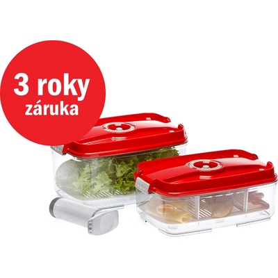 STATUS Tritan 3dielny set veľkých vákuových dóz 178631 červená