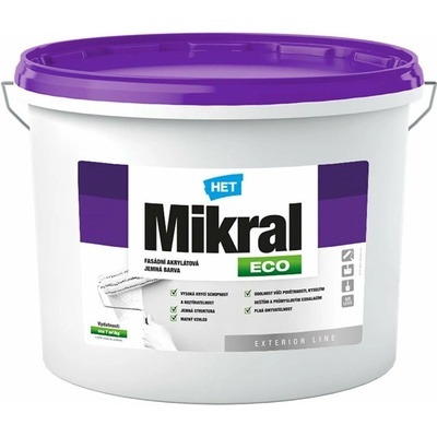 HET Mikral ECO biela umývateľná akrylátová fasádna farba 5 kg Biela