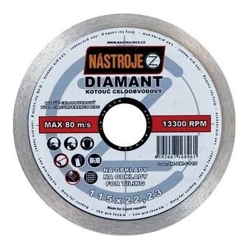 Nástroje cz Kotouč diamantový celoobvodový 115 x 1,6 x 22,2 mm IM-DK-C115