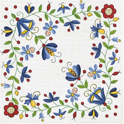 Maki Ubrousek 33x33cm Folklor výšivka květů – Zboží Dáma