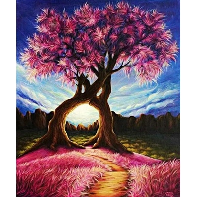 Norimpex diamantové maľovanie Ružový strom 30 x 40cm