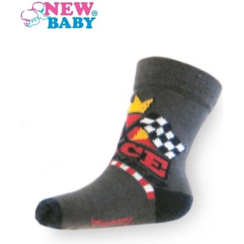 NEW BABY dětské bavlněné ponožky tmavě šedé race winner šedé