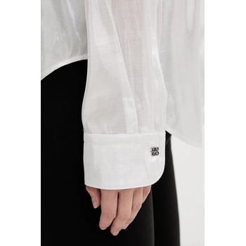 HUGO BOSS Риза hugo дамска в сребристо със стандартна кройка с права яка 50548422 (50548422)