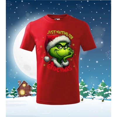 Detské tričko Just waiting for Grinchmas