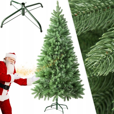 tectake 402823 umelý vianočný stromček so vstrekovaným ihličím a kovovým stojanom - 180 cm