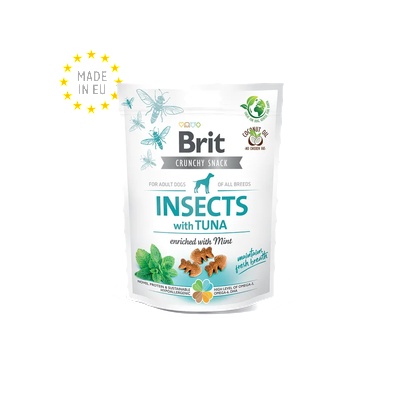 Brit Care Crunchy Cracker Insects with Tuna and Mint-лакомства с насекоми, риба тони мента, 200gr