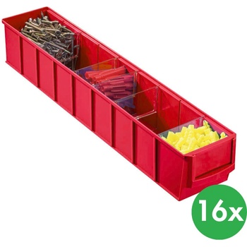 Allit Plastový regálový box ShelfBox typ C 91 x 500 x 81 mm 16 ks červený