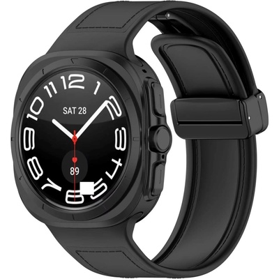 Techsuit Хибридна каишка за Samsung Galaxy Watch Ultra 47мм - Techsuit Hybrid Silicone-Leather Watch Band W056 (черен) (KF2334756)