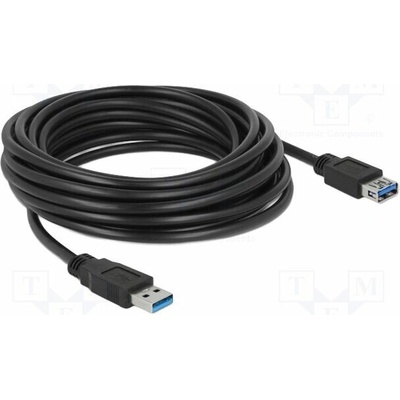 Delock 85058 USB A zásuvka USB A vidlice zlacený 5m černý