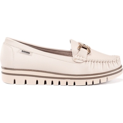 Shelovet Beige women's platform loafers bílá