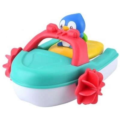 Teddies Лодка/Човек с пингвин за вода с навиване пластмаса 11x12см