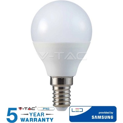V-TAC LED žiarovka E14 4,5W, 470lm, P45, SAMSUNG CHIP teplá biela 3000K