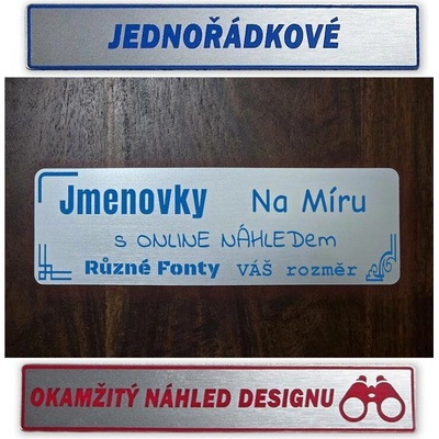 Jmenovky - cedulky na dveře - jeden řádek - modrý text