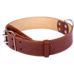 COLLAR Двоен слой кожен нашийник - 57 - 69 см, 45 мм - кафяво-бежов