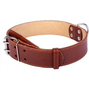 COLLAR Двоен слой кожен нашийник - 57 - 69 см, 45 мм - кафяво-бежов