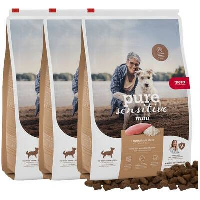 MERA Dog Pure Sensitive Adult Mini Turkey Rice 3 x 4 kg