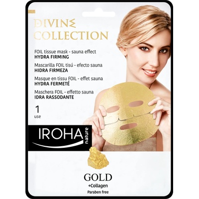 IROHA Nature Iroha Златна стягаща лист маска за лице с 24К злато и колаген