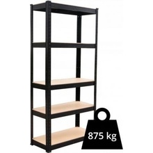 Kovový regál P9040, 180x90x40, nosnost 875 kg, černý