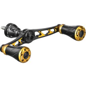 GOMEXUS Двойна ръкохватка (ноб) за дръжка GOMEXUS Dual Color Black&Gold Spinning Double Handle 98mm Aluminium за макари Daiwa и Shimano Риболовна макара