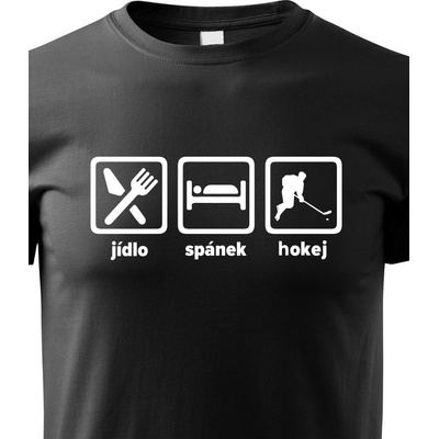 tričko Jídlo spánek hokej Černá