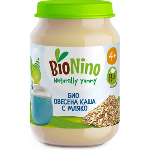 BioNino Био пюре BioNino - Овесена каша с мляко, 4 м+, 190 g (BN2454) - baby