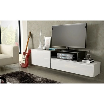 Cama meble Cama ТВ шкаф SIGMA 3 180 бял/бял гланц + черен (SIGMA3 BI/BI+CZ)