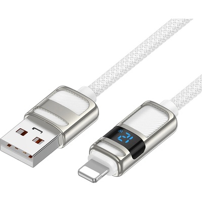 Hoco U137 Line nabíjecí s displejem pro iPhone USB-A – Lightning 1,2m bílý