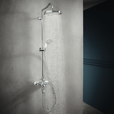 AXOR Montreux Showerpipe s termostatickou batériou a hornou sprchou 1jet, chróm, 16572000