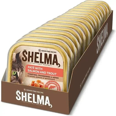 Пастет за котки Shelma Premium сьомга и пъстърва 16 броя