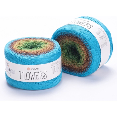 Yarn Art příze Flowers 314 zelená, hnědá, tyrkysová