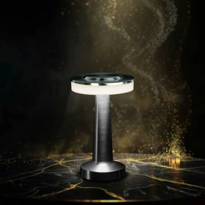 Bewello Настолна лампа Bewello - сребриста, захранвана с батерии, USB (12500B) (12500B)
